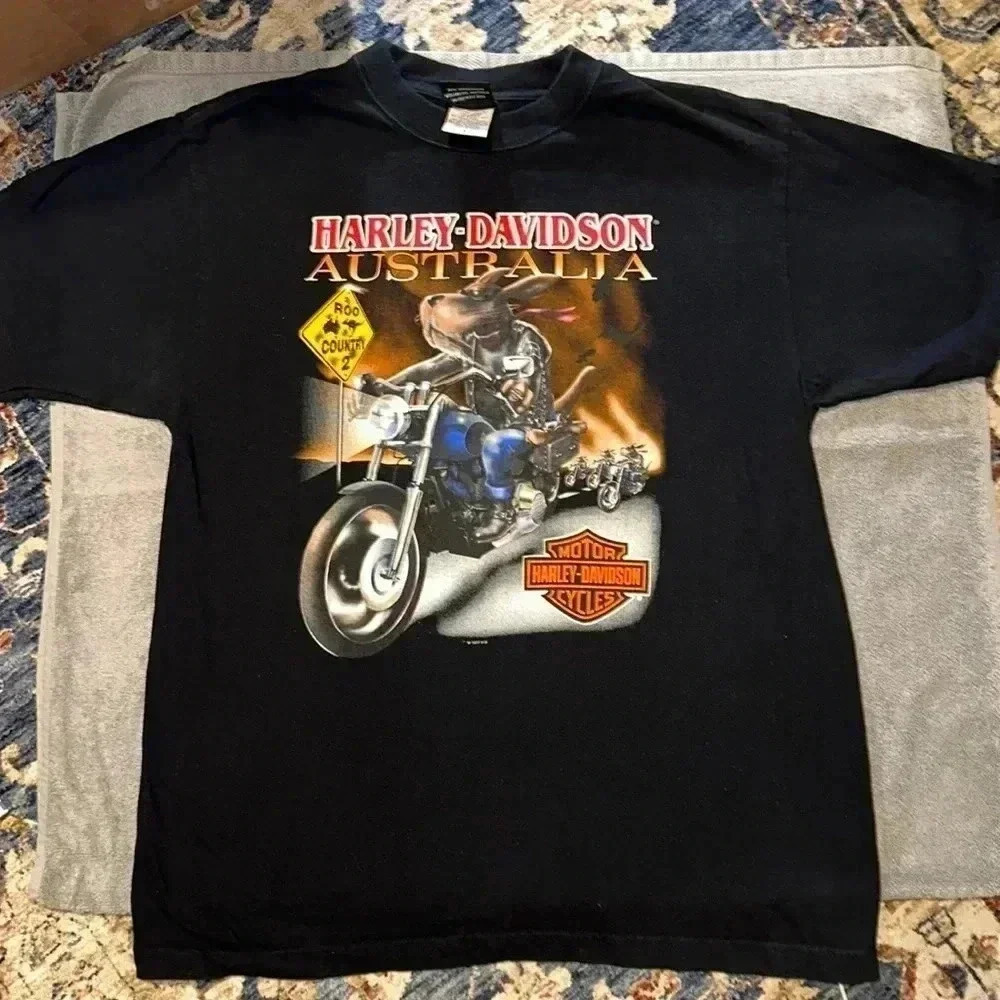 VTG 1997 HARLEY-DAVIDSON MOTORCYCLES OF SYDNEY AUSTRALIA BLK SHORT SLEEVE SHIRT